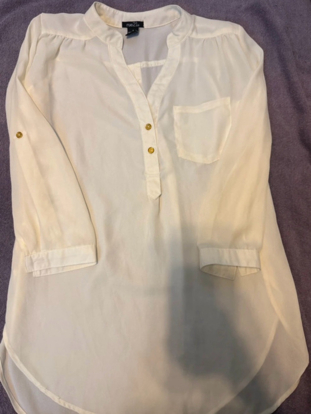 Rue21 Cream Button-Front Tunic Top